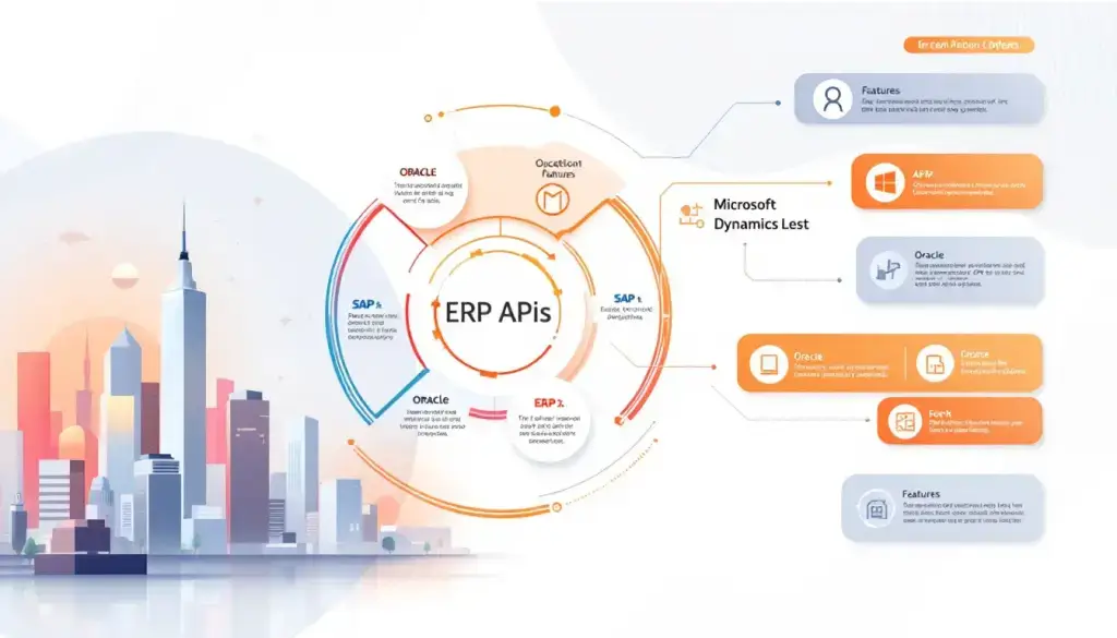 An illustration depicting various ERP APIs and their functions.
